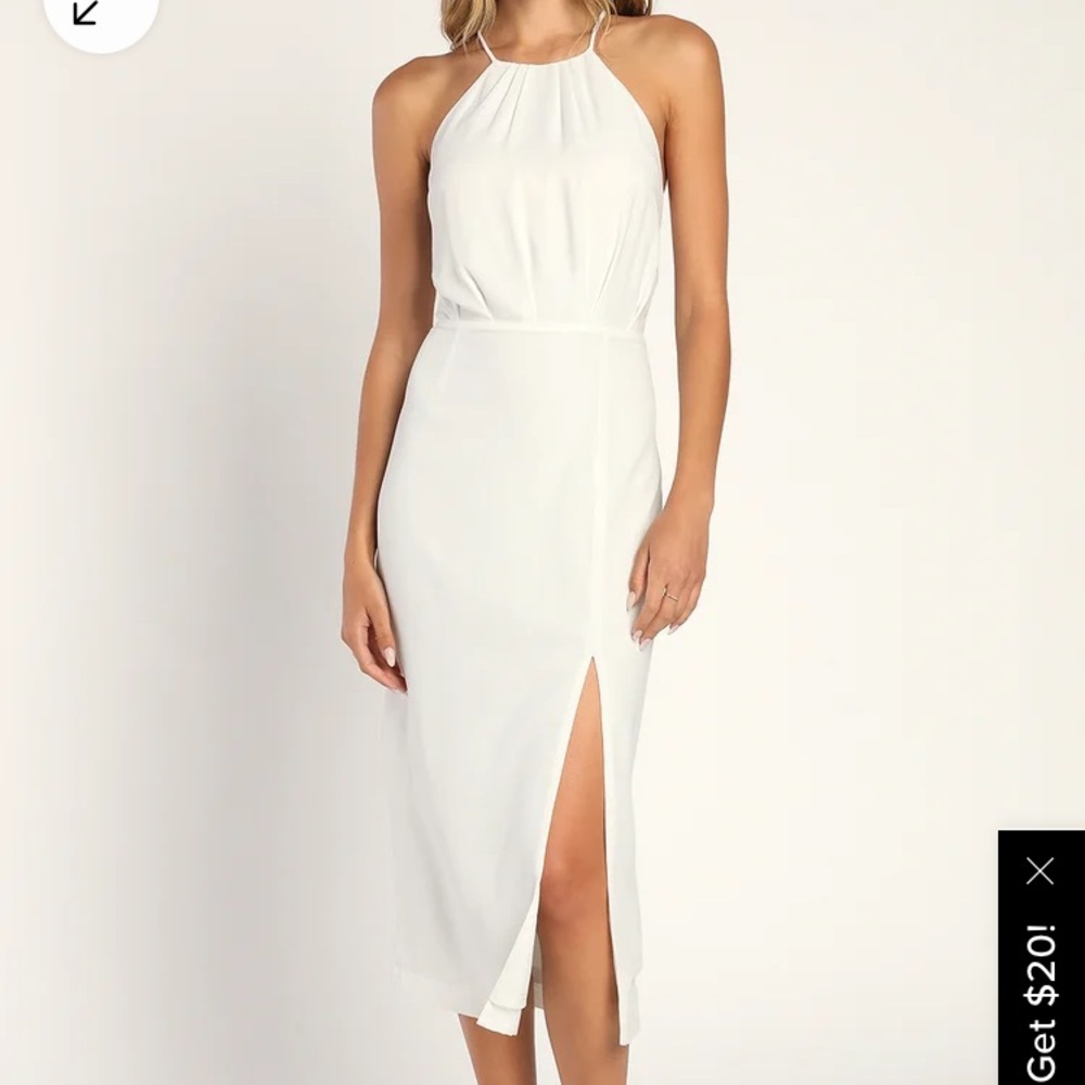 Dreamy Date Night White Sleeveless Midi Dress